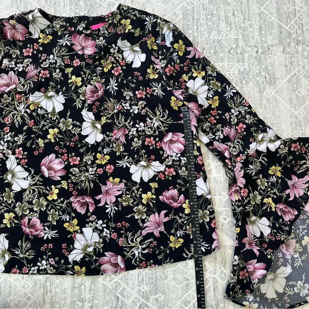 Catherine Malandrino Floral Long Sleeve Flouncy Flare Career Blouse Top Sz S - Image 13