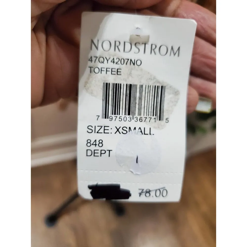 BLANKNYC Toffee Acrylic Ribbed Crewneck Long Sleeve Pullover Knit Sweater XS Brown - Image 6