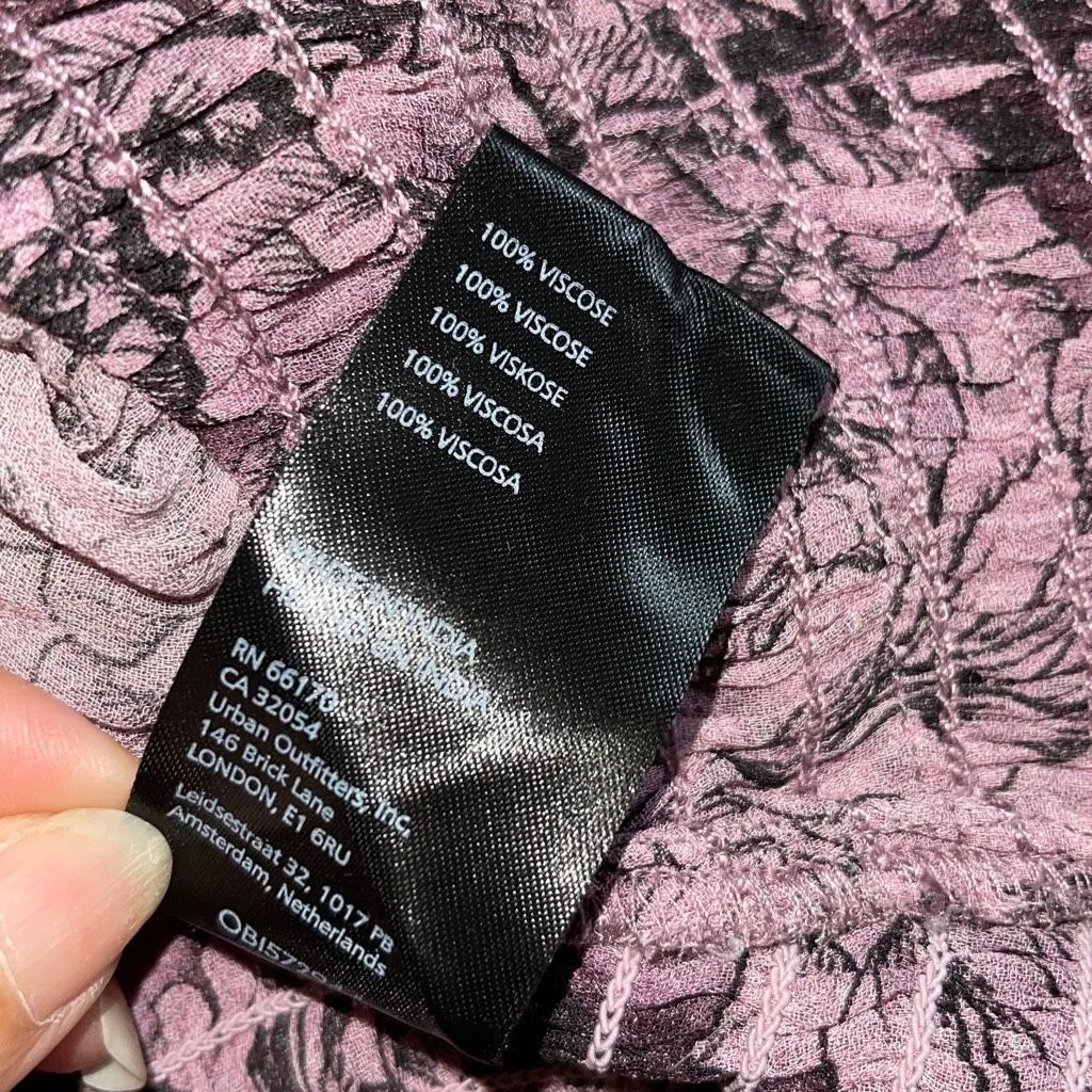 Anthropologie Sheer Smocked Blouse peasant Top‎ Shirt Floral Purple Medium Orig. - Image 8