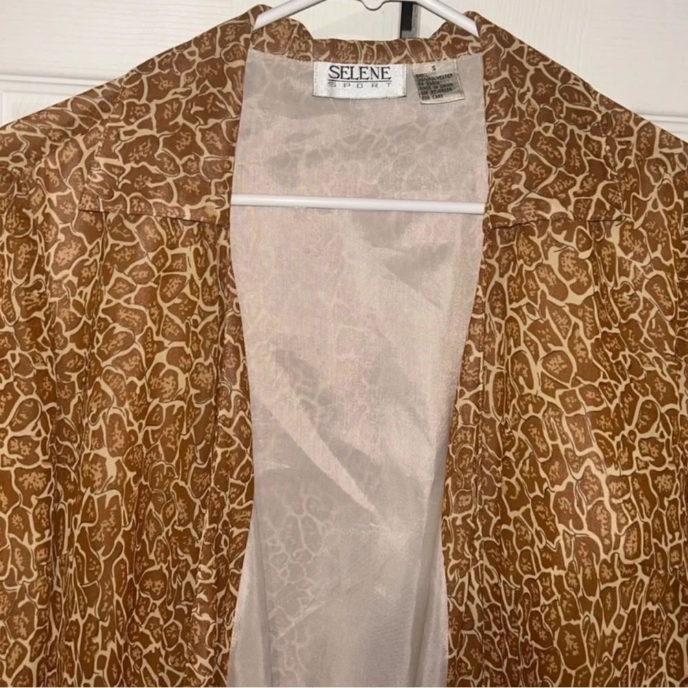 Vintage Animal Print Cardigan Size Small Oversized Boho Duster Jacket - Image 10