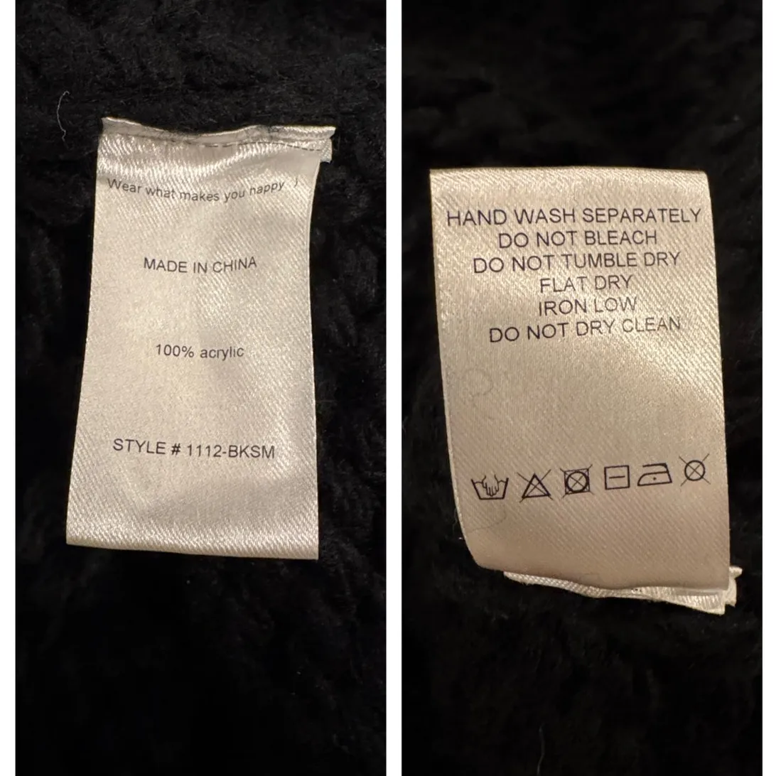 Dressed in La La Visionary Hand Knit Smile Cardigan Size L/XL Black - Image 13