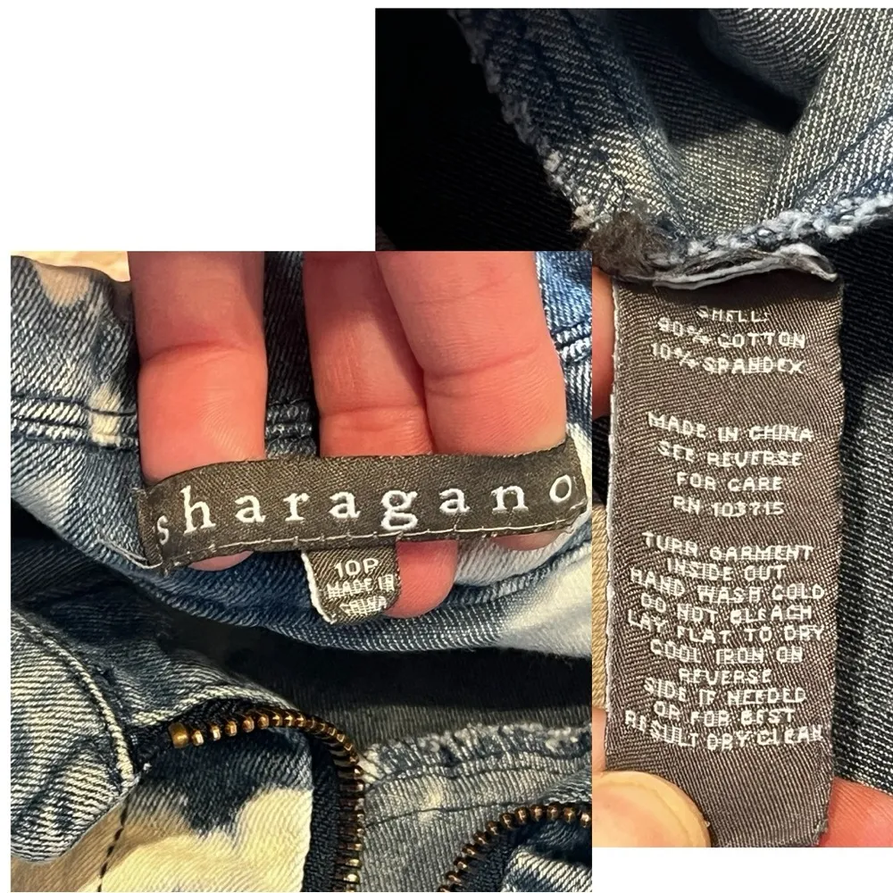 Sharagano Artesian Bleached Blue Denim Full Zip Dress Size 10P 90s Boho Festival - Image 3