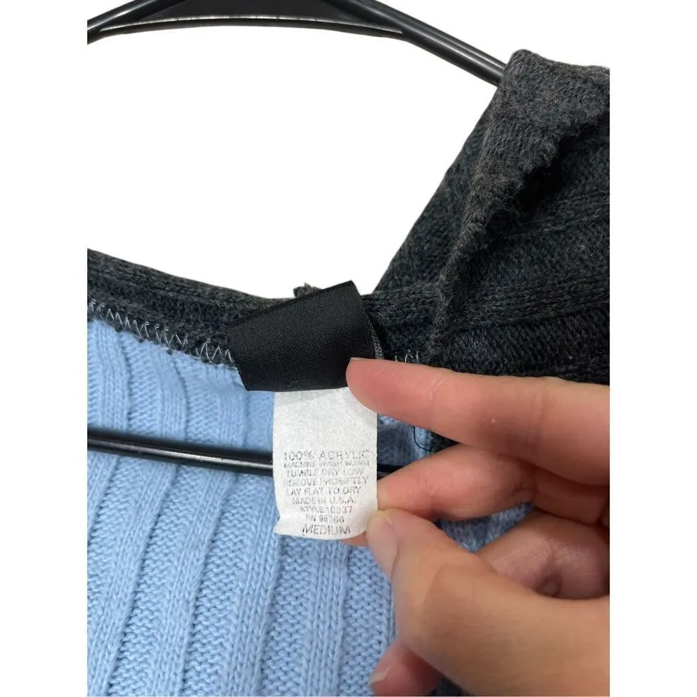 Vintage smooches Y2K Blue Gray Chunky Knit Cardigan Sweater Size‎ M Size M - Image 6