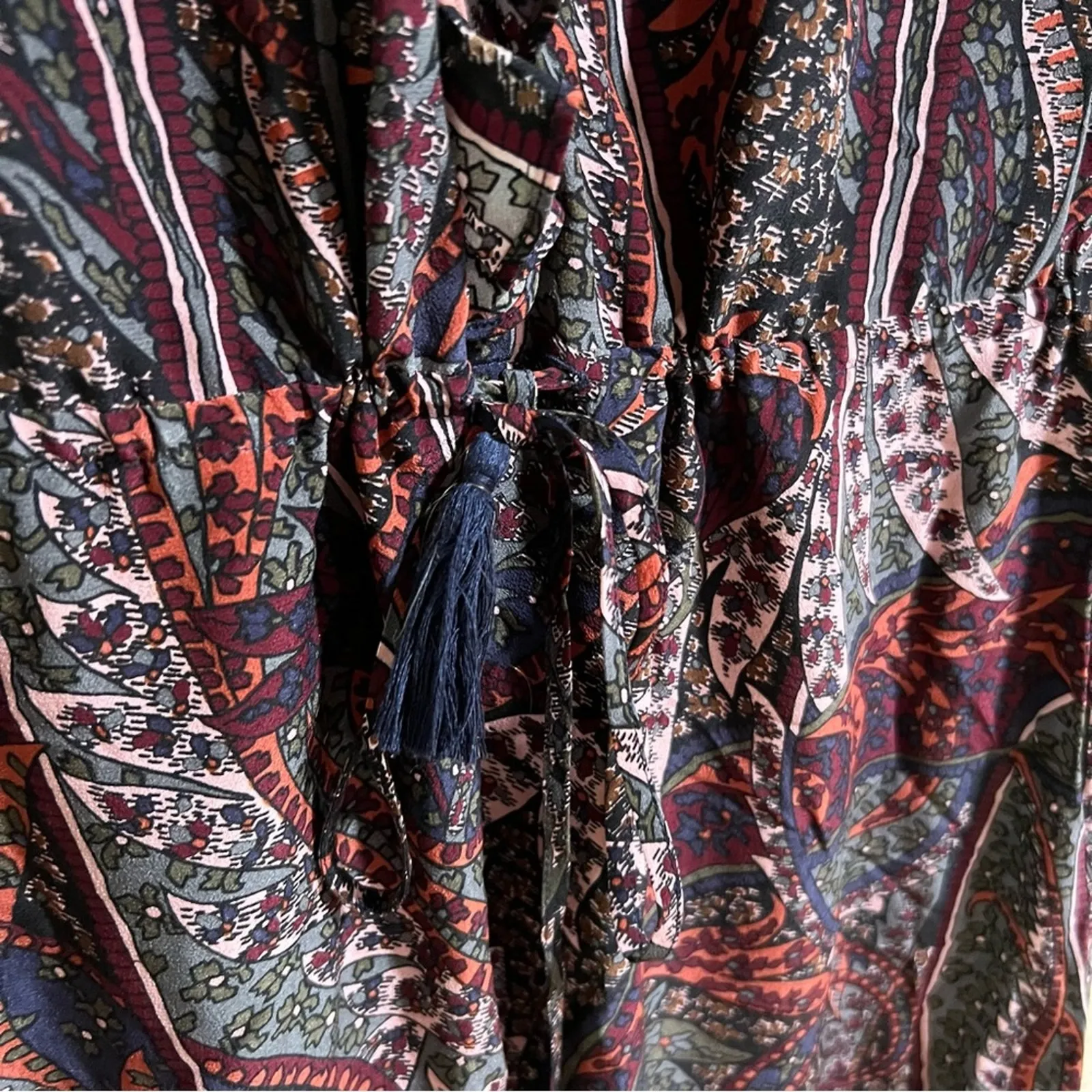 Vanessa Bruno Pryska Abstract Floral Paisley dark Colorful Midi Dress Purple Size 4 - Image 7