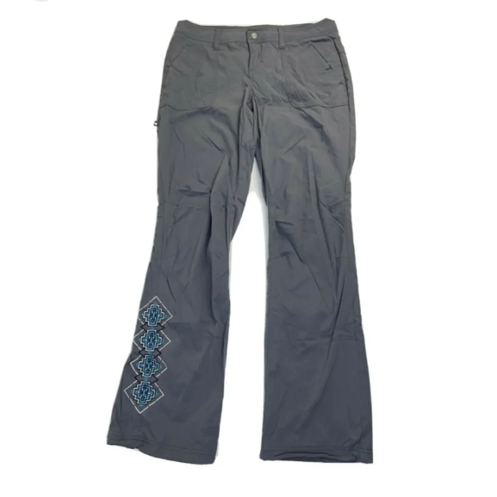 Prana The Amir Embroidered Zip Gray Outdoor Hiking Pant Aztec Pattern Adventure - Image 3