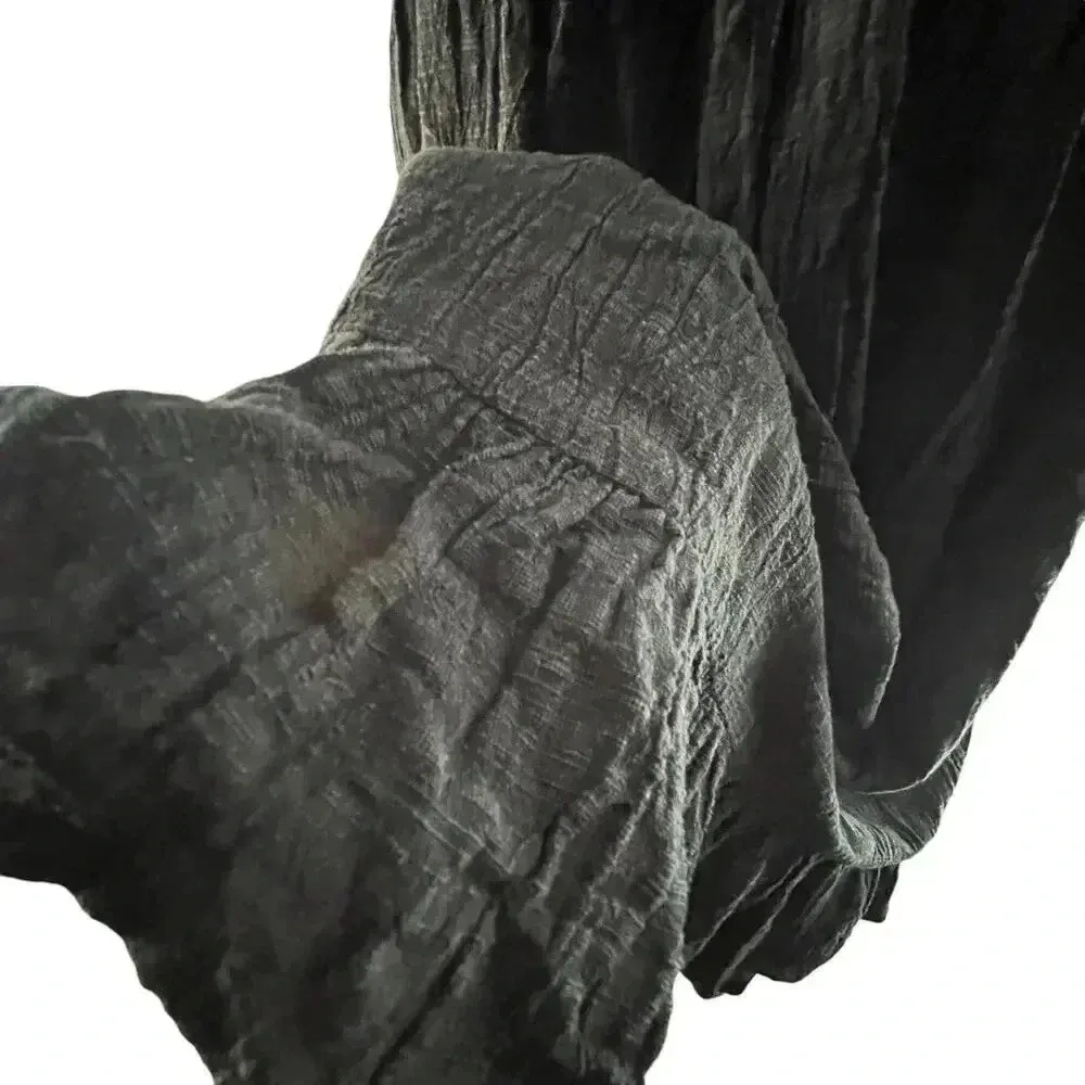 THML Women Small Dress Black Cotton Rayon‎ Embroidery Flutter Aztec Western SW - Image 7