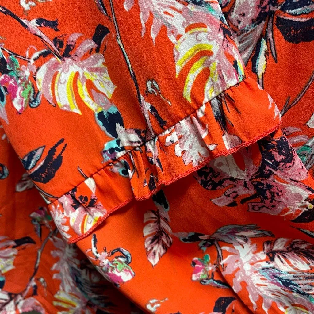 Buckle Black floral puff sleeve with ruffle blouse - Image 6