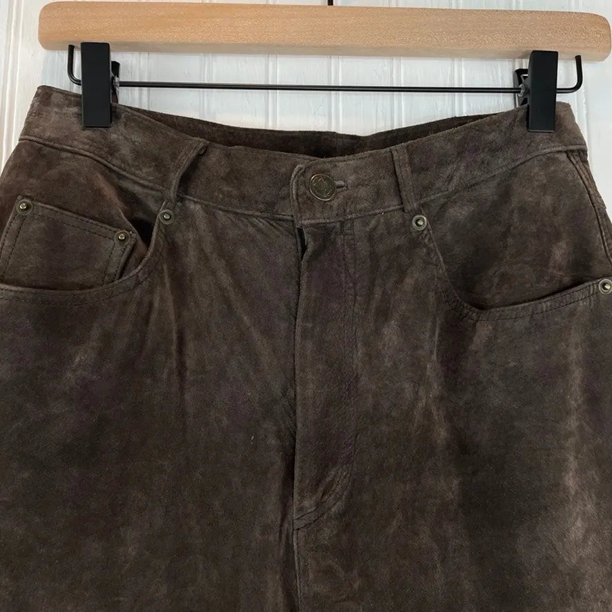 Vakko Sport Genuine Suede High Waist Pants Women’s Small – Chocolate Brown Size 8 - Image 10