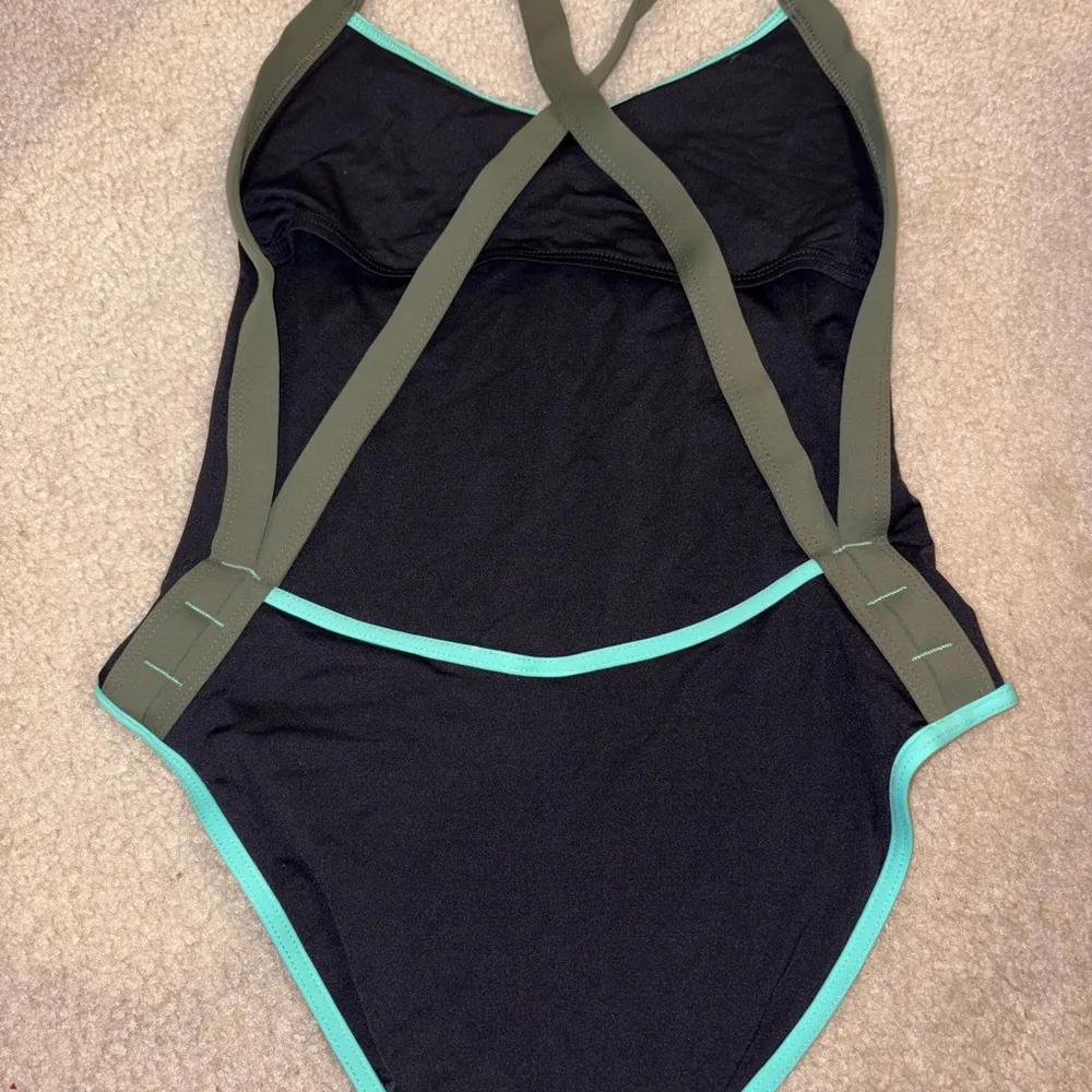 L*Space Black Swimsuit with Aqua Trim - Image 4