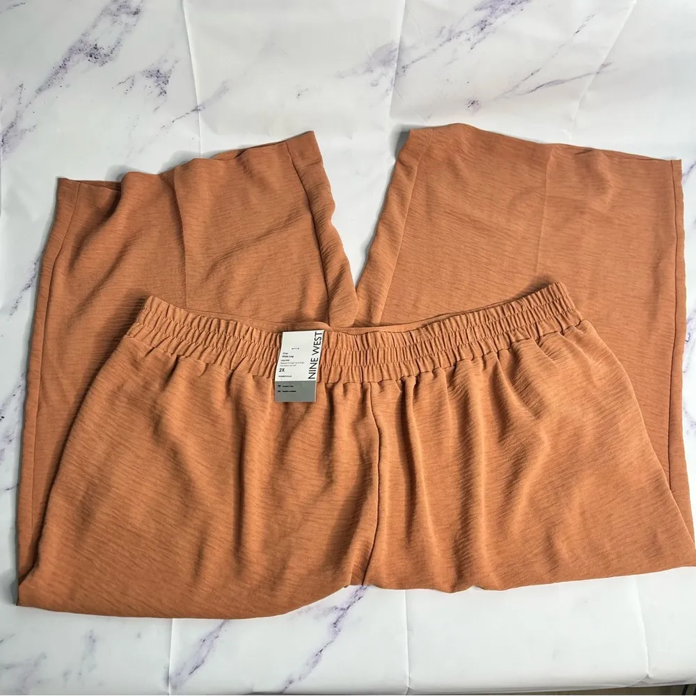 Nine West crop high waist  wide leg pants mocha size 2X new - Image 6
