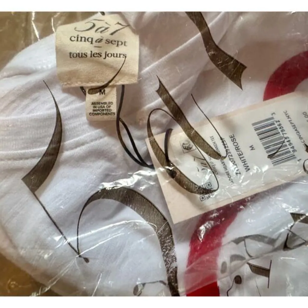 Cinq a Sept J'adore Heart Shrunken Tee M White Size M - Image 4
