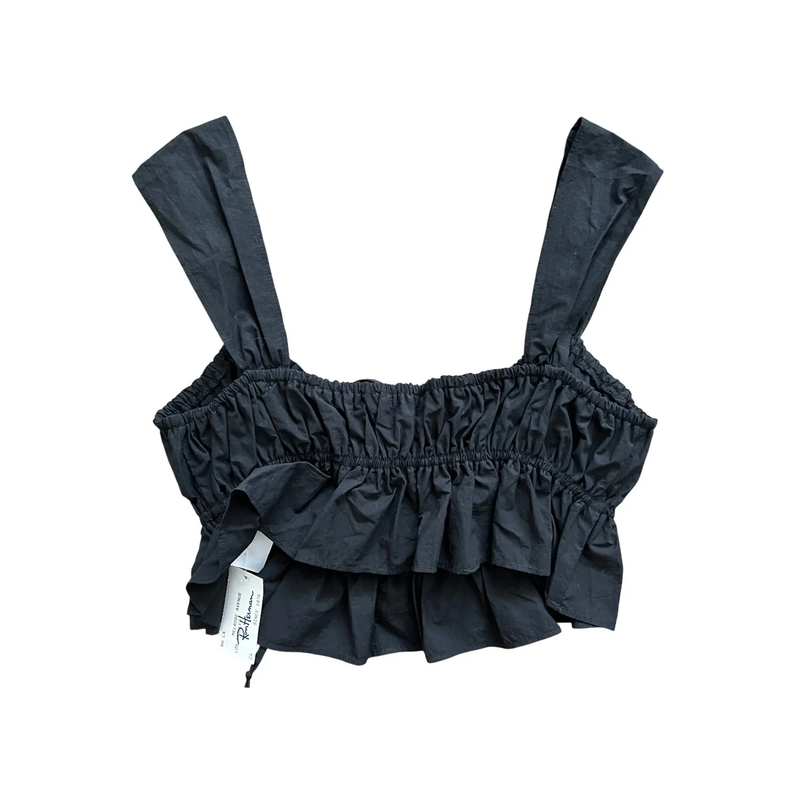 NWT $245 Ciao Lucia Cinetta Crop Tank Top Black Poplin Ruffle Ron Herman M Size M - Image 8