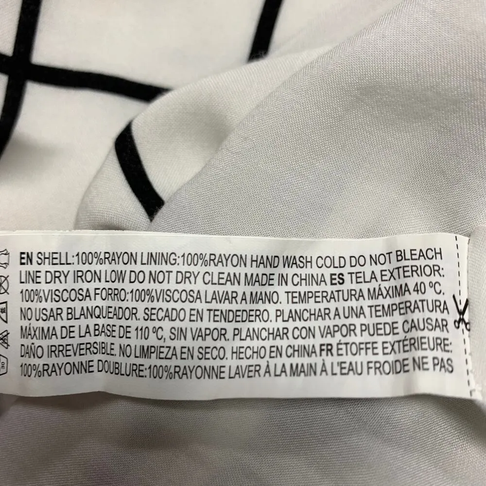 White Black Windowpane Plaid Shift Dress Sz Small - Image 9