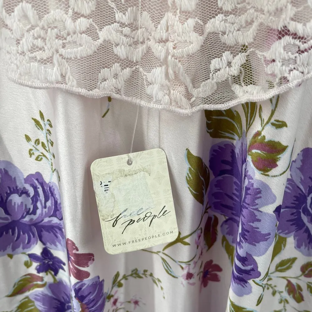 FREE PEOPLE Dress Size Medium Warm Hearts Midi NWT Ivory Combo Lace Floral Boho - Image 8