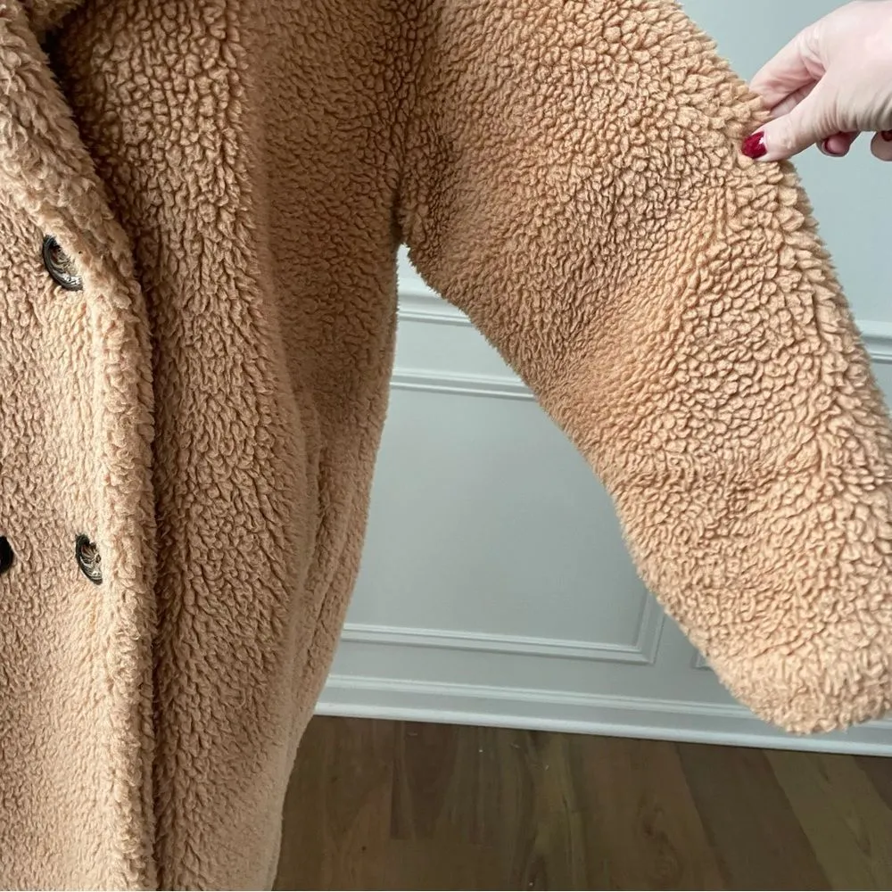 JAYLEY Mocha Faux Shearling Coat OSFM Tan Size undefined - Image 7