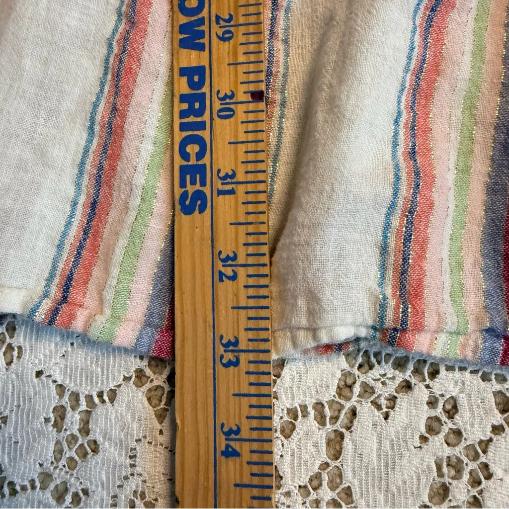 Velvet by Graham & Spencer Metallic Linen Pastel Striped Boho Mini Dress XS Pink - Image 11