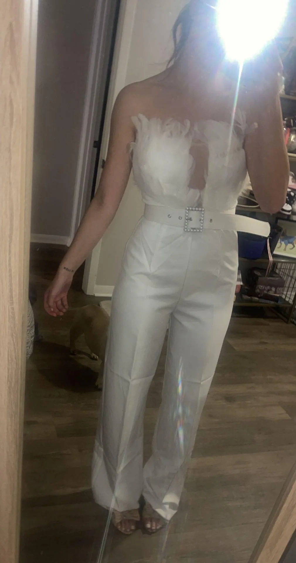 These Three White Feather Romper Size M - Image 2