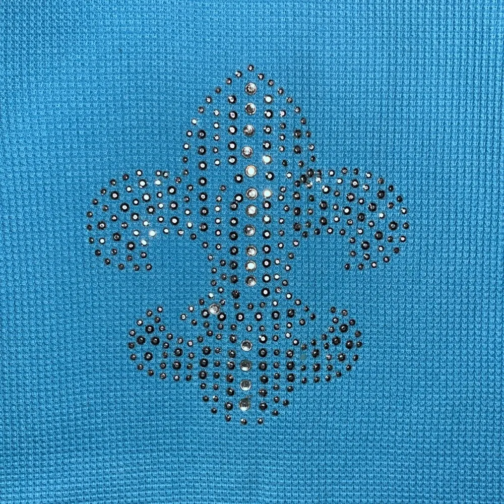 Quacker Factory NWT 2X Blue - Fleur De Lis Embellished Waffle Knit Vest Jacket - Image 5