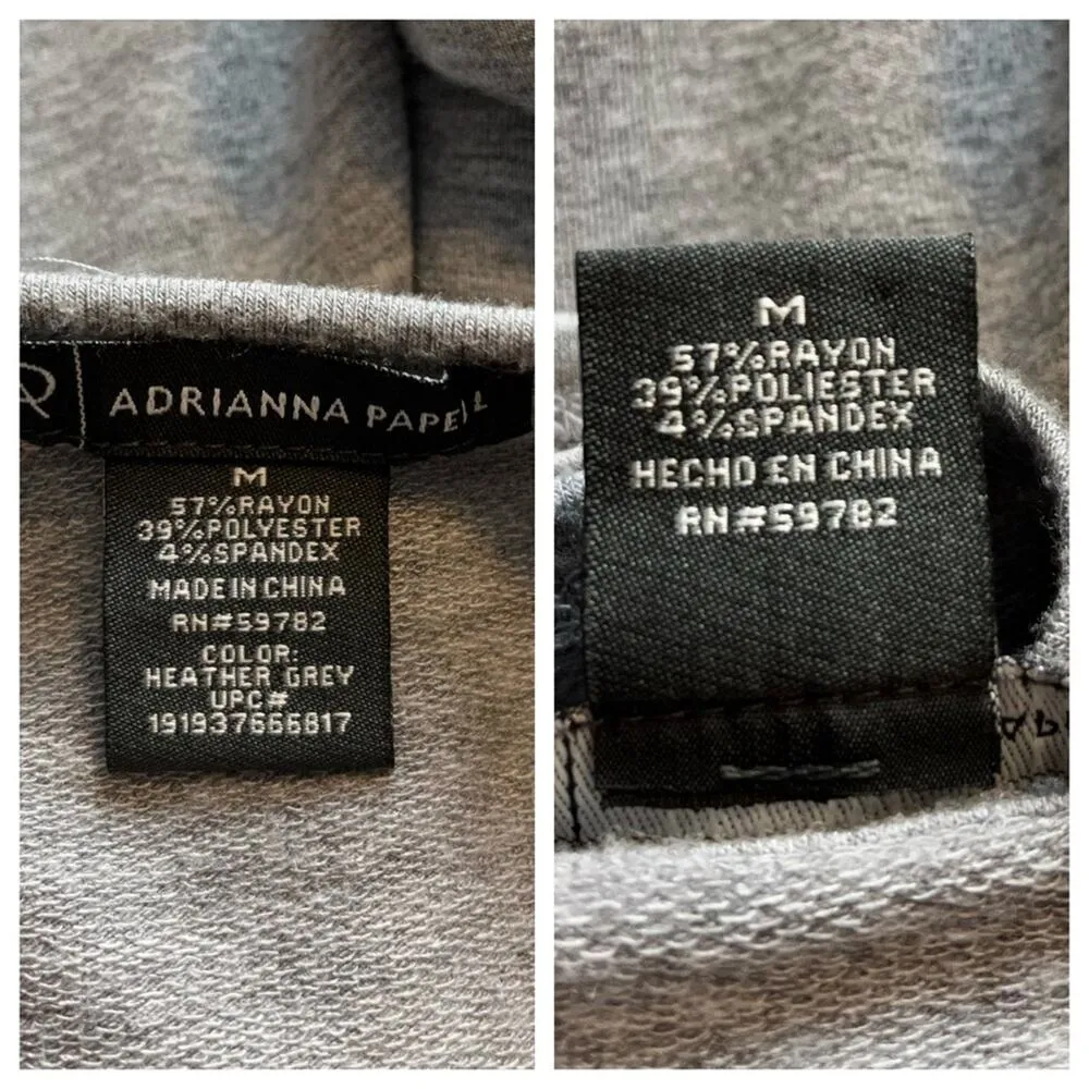 Adrianna Papell Top Ruffle 3/4 Sleeves Soft Knit Hi Low Hem Gray Women’s Size M - Image 11