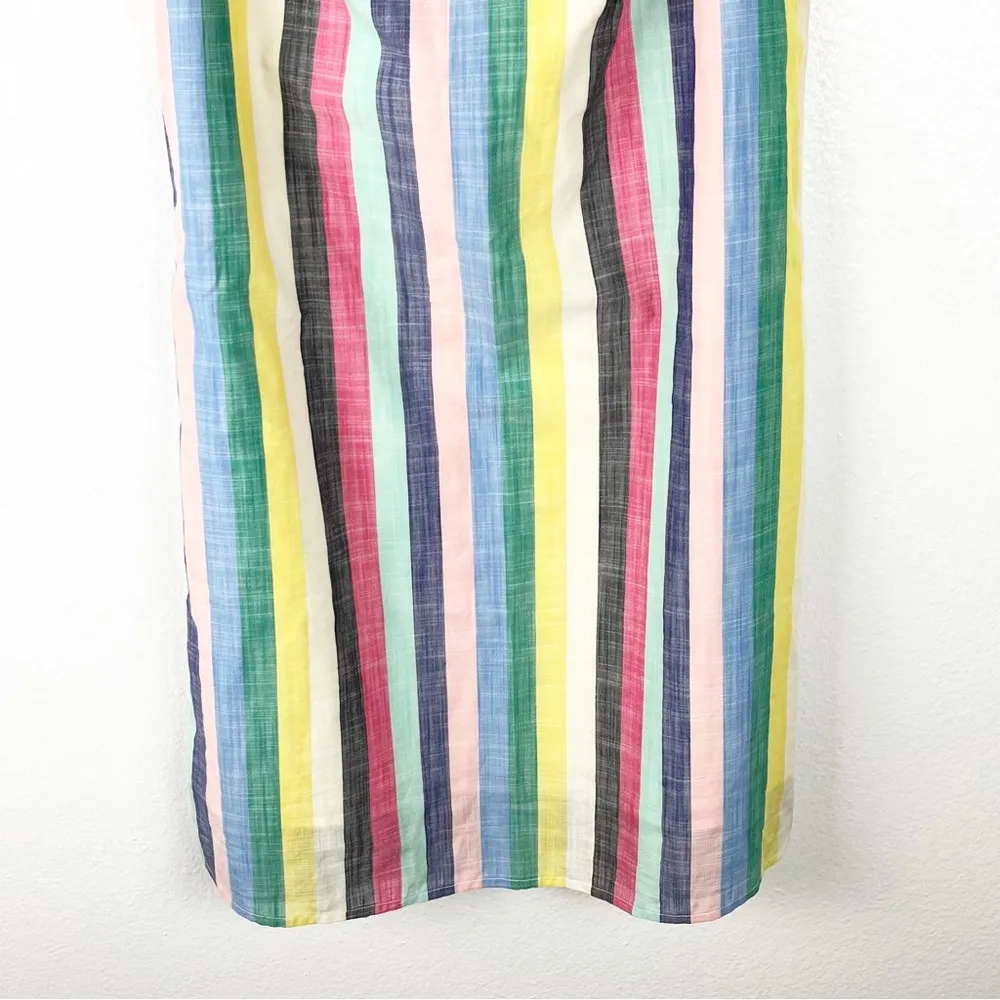 J. CREW Factory 100% Cotton Multicolored Striped Lined On Off Shoulder Dress 2 - Image 5