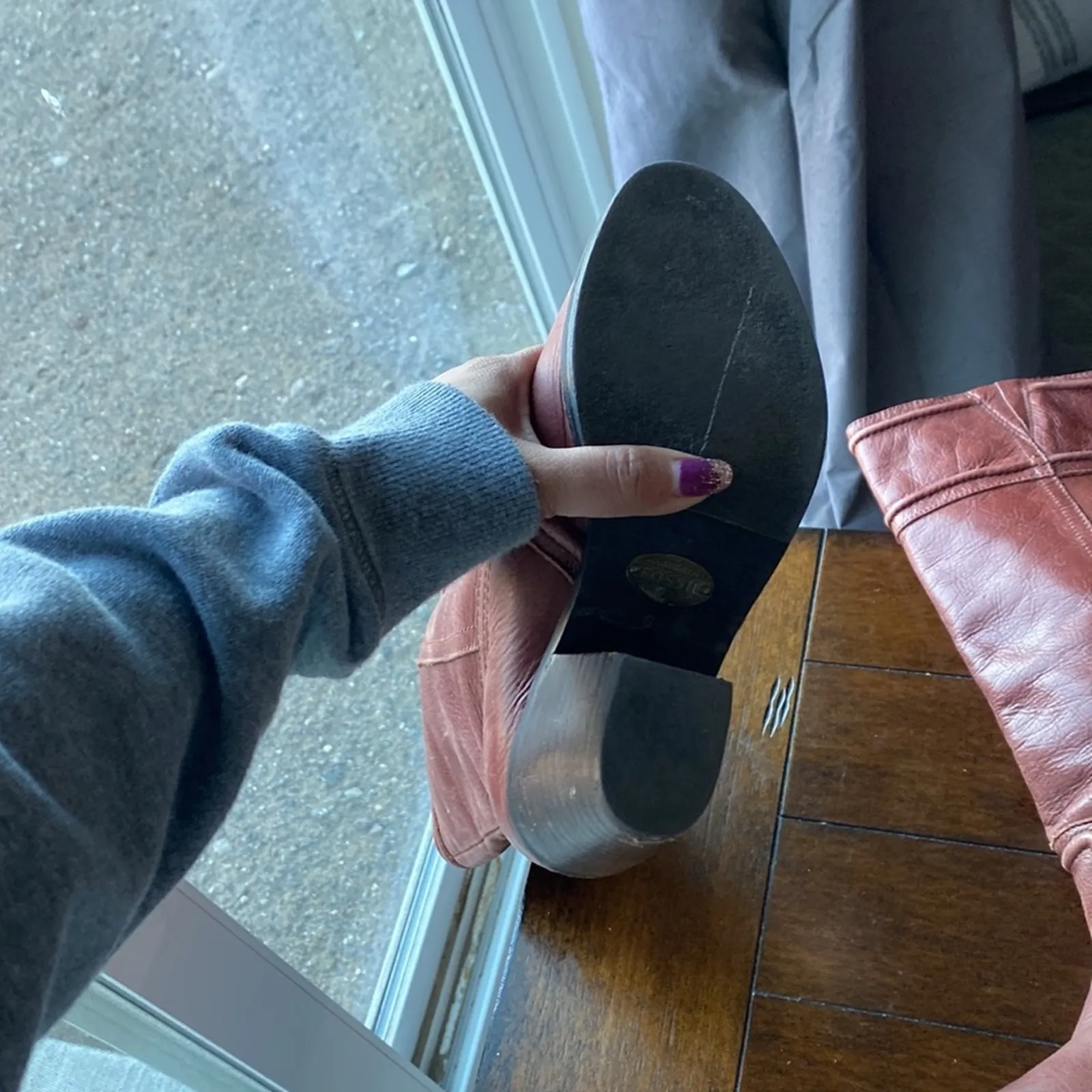 Fossil Felicia Chili Brown Leather hit just below the knee distressed size 6.5 - Image 9