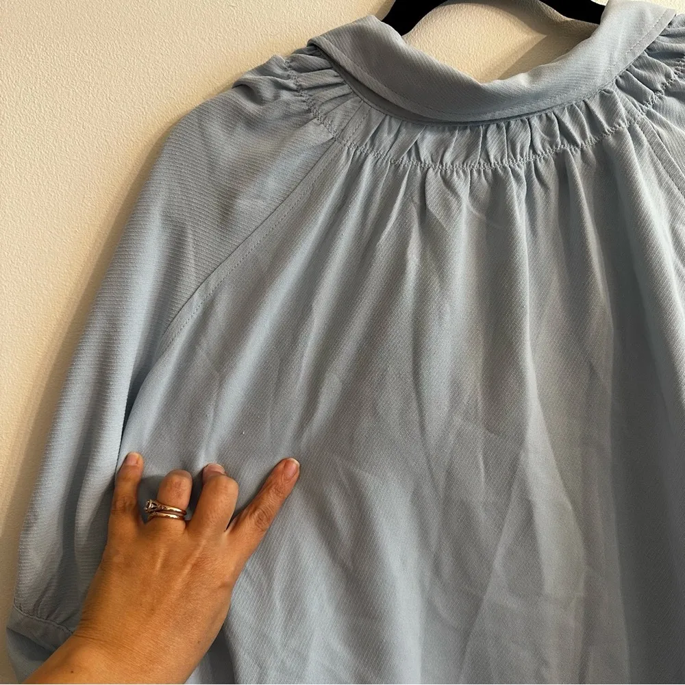 NWT Max Studio London Short Sleeve Blouse in Kent BLUE Women’s 3X cuff sleeve - Image 14