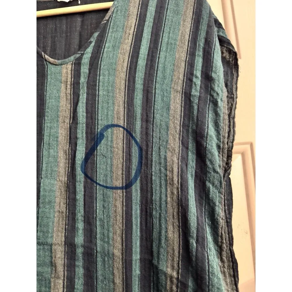 Eileen Fisher Nori Striped Cotton Gauzey Caftan Tunic Organic Cotton XS Slouchy - Image 7
