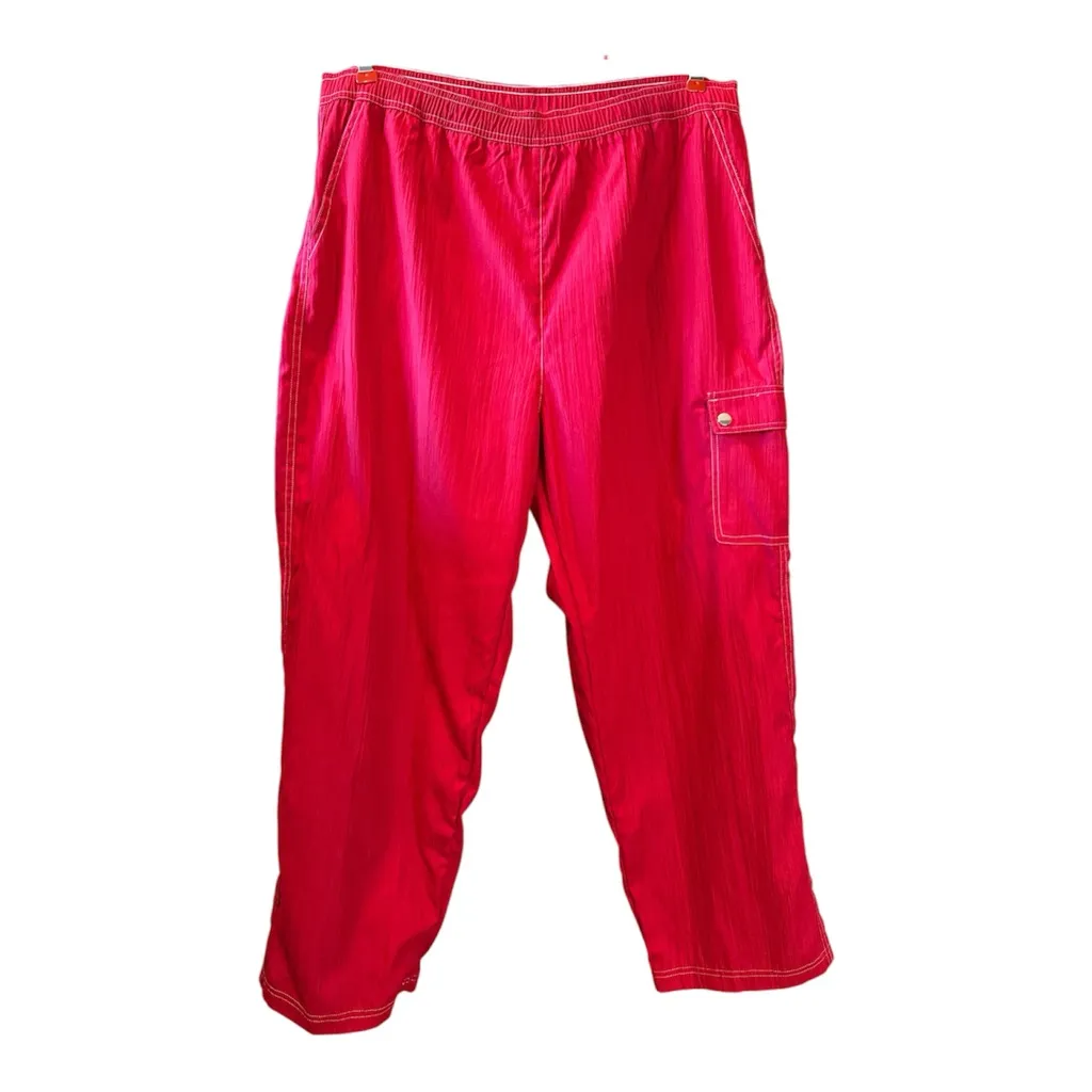 Y2K Red Cargo Pants by BonWorth – Elastic Waist, Petite – 28” Inseam Size L - Image 3