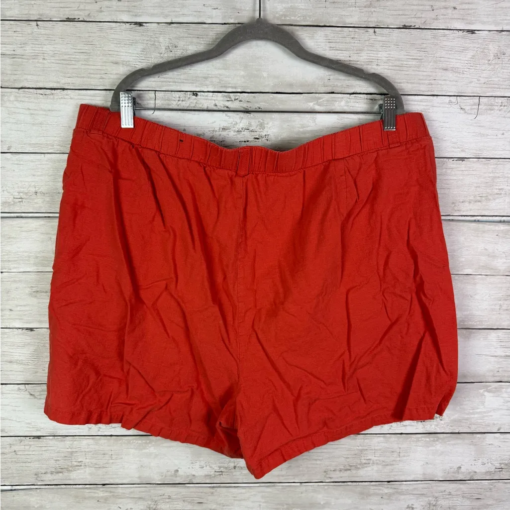 Torrid Red Button Down Linen Shorts Size 20 - Image 3