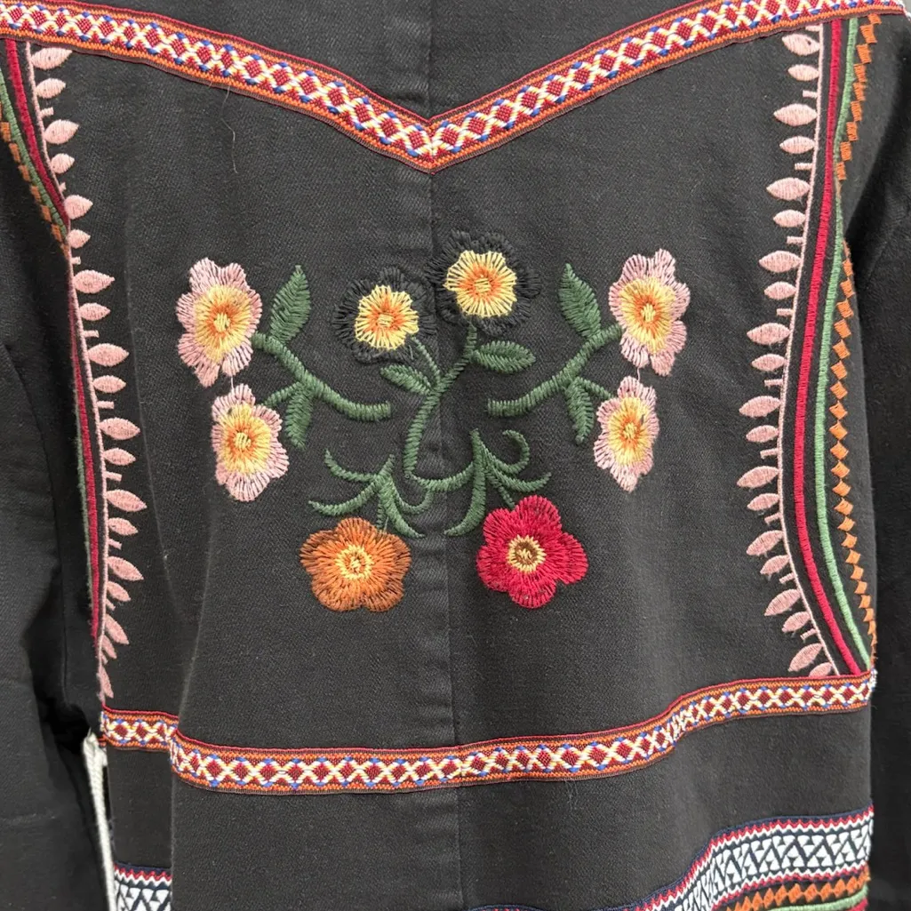 Billy T Black Embroidered Throw It On Denim Jacket – Size Medium (NWT) - Image 11