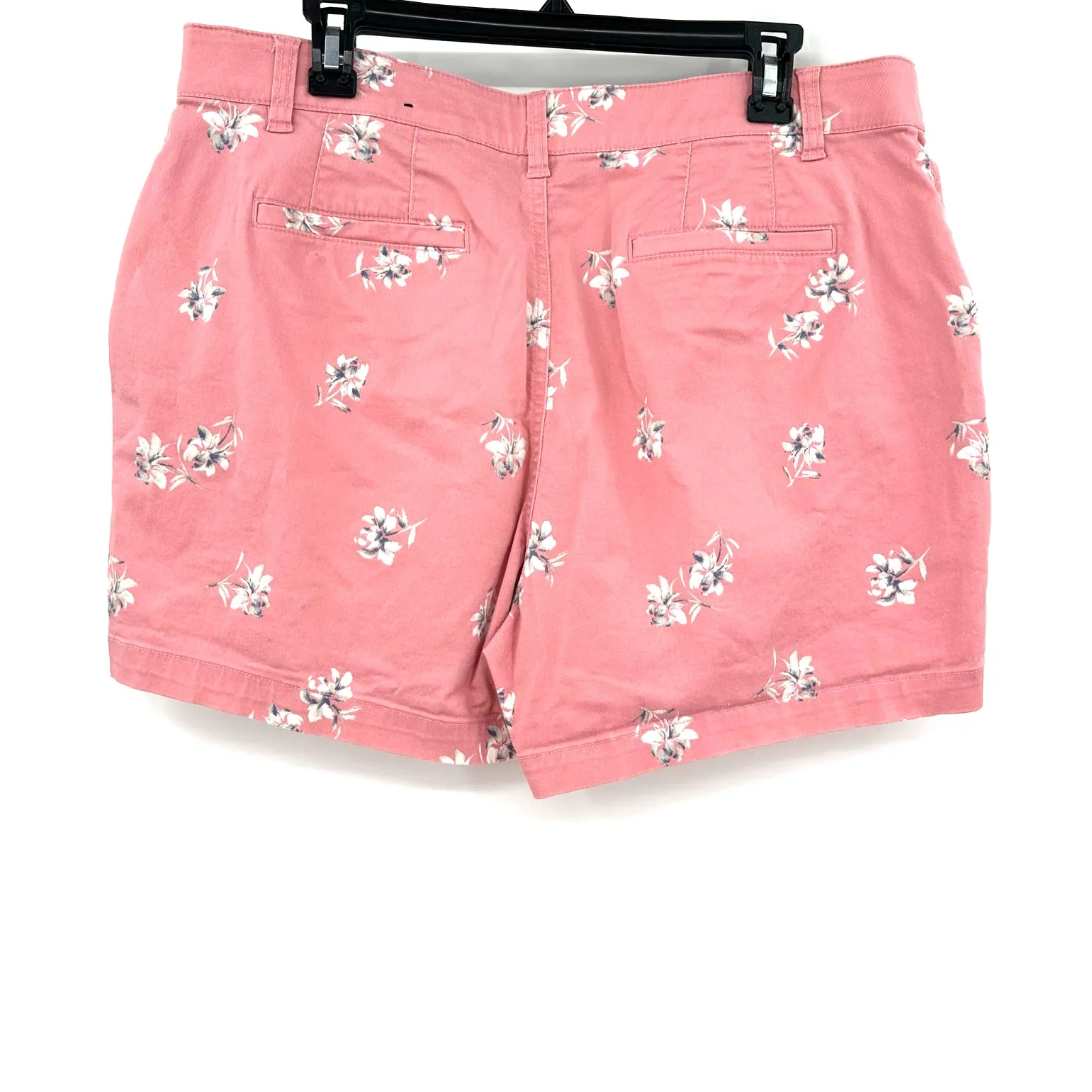 Lane Bryant Size 14 Pink Chino Shorts Ditsy‎ Floral Print with Pockets Zip Hook - Image 2