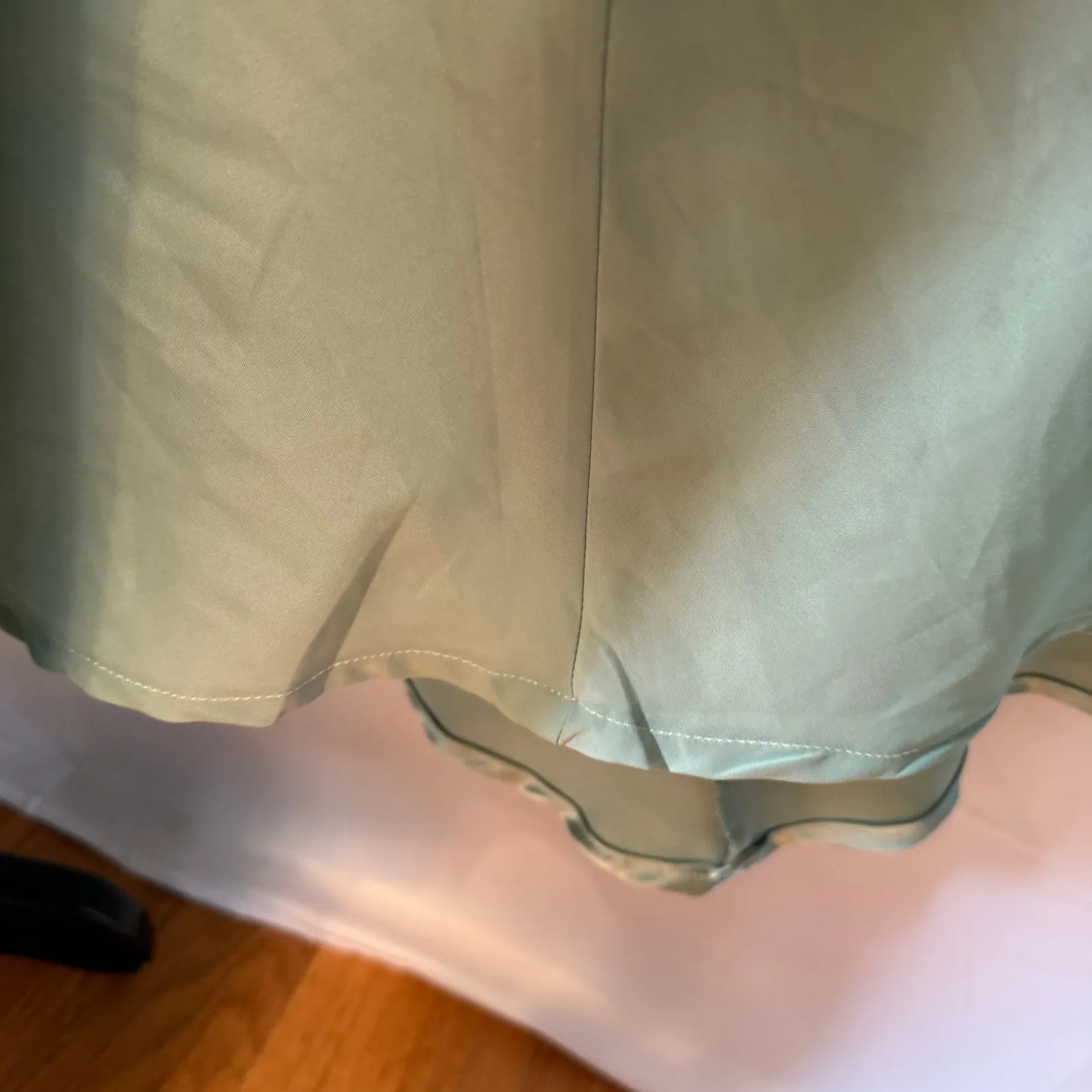 Birdy Grey Satin Dress S Womens Sleeveless Slit Lined Bridesmaid Floor Length - Image 3