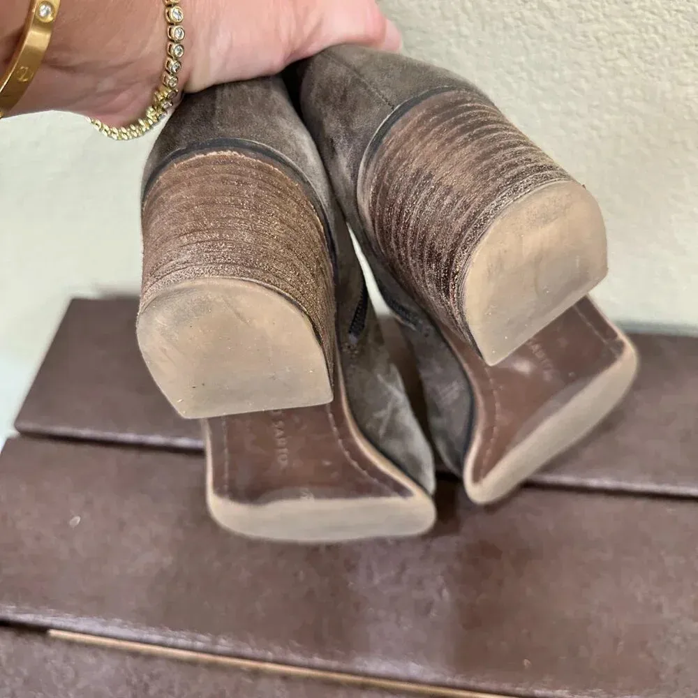 FRANCO SARTO Suede Block Heel Round Toe Bootie - 8W - Image 10