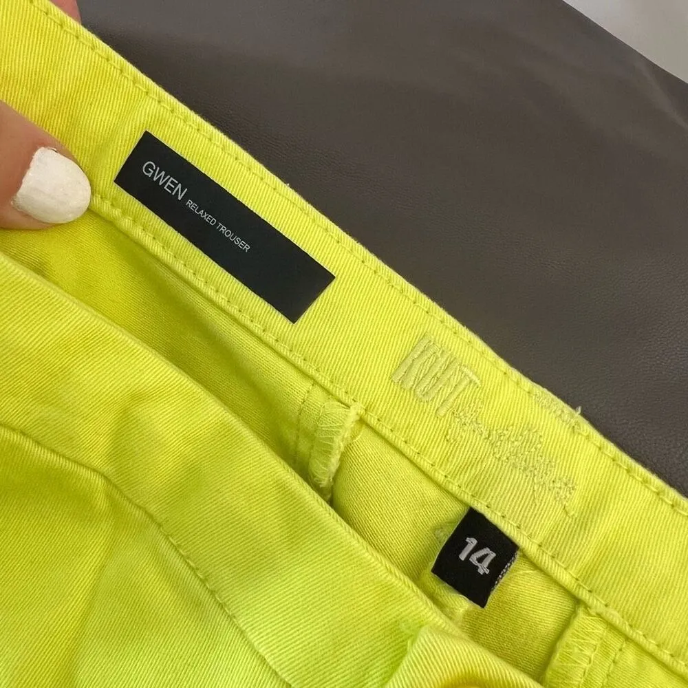 Kut from the Kloth Lime Green Yellow Gwen Relaxed Cropped Trouser Size 14 - Image 8