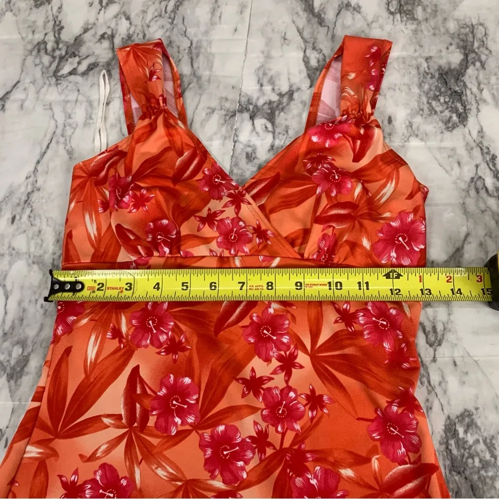 Taboo Vintage Y2K 90s  Tropical Vacation Print Dress size Small Orange Red - Image 7