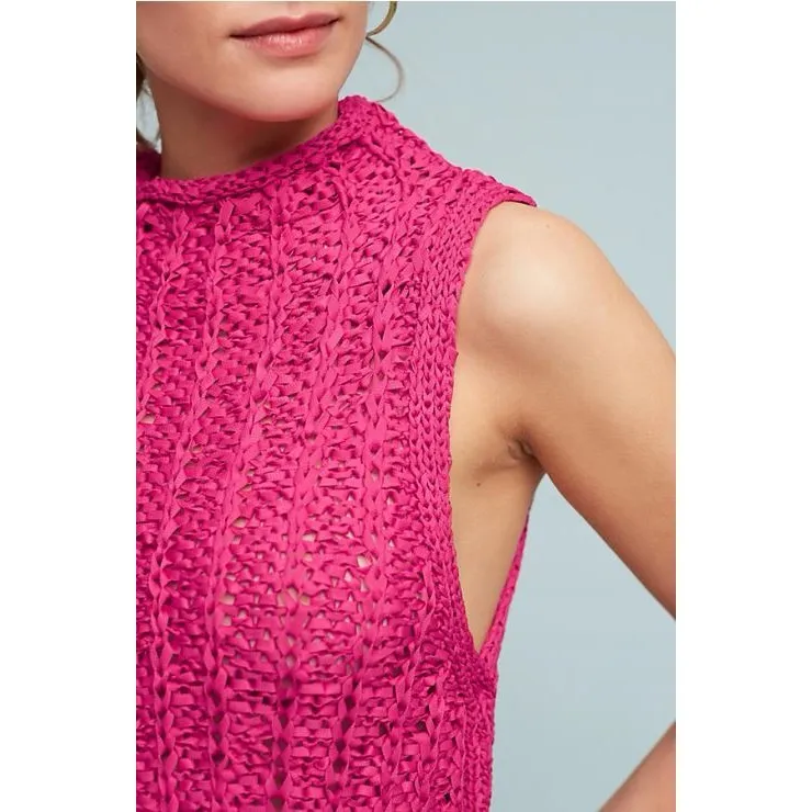 NWT Anthropologie Moth Pink Mockneck Knit Sleeveless Tank Top - Image 3