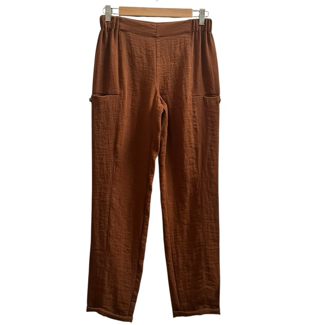 Wrap London Brown Viscose Polyamide Cuffed Cargo Pant Size 2 Lightweight - Image 3