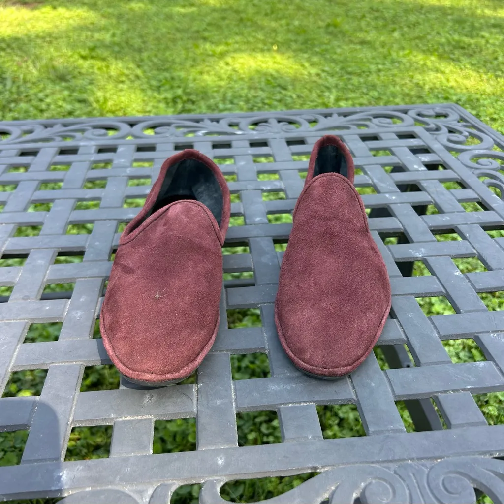 Aquatalia Size 8.5 Suede Made In‎ Italy Ballet Flat Loafers burgundy - Image 3