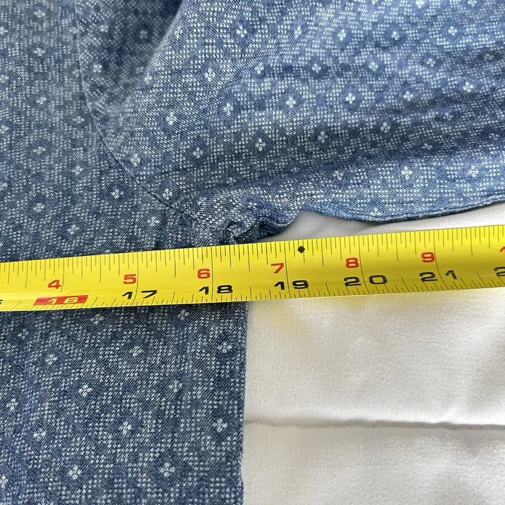 Ann Taylor Loft Long Sleeve Button Up Shirt Blue Diamond Pockets Womens Small S Size undefined - Image 5