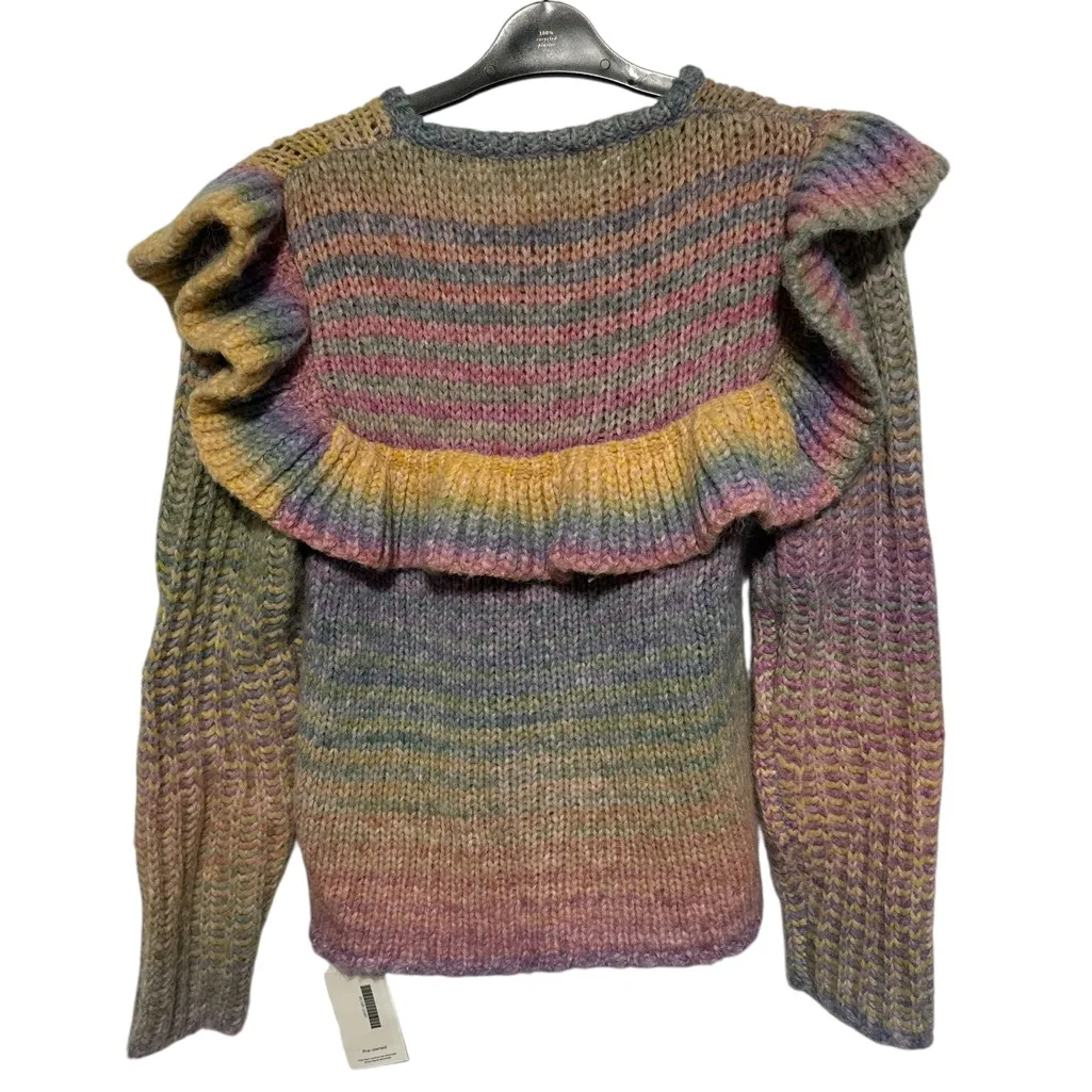 LoveShackFancy “Yumi” Pullover xs rainbow ruffle wool alpaca - Image 10