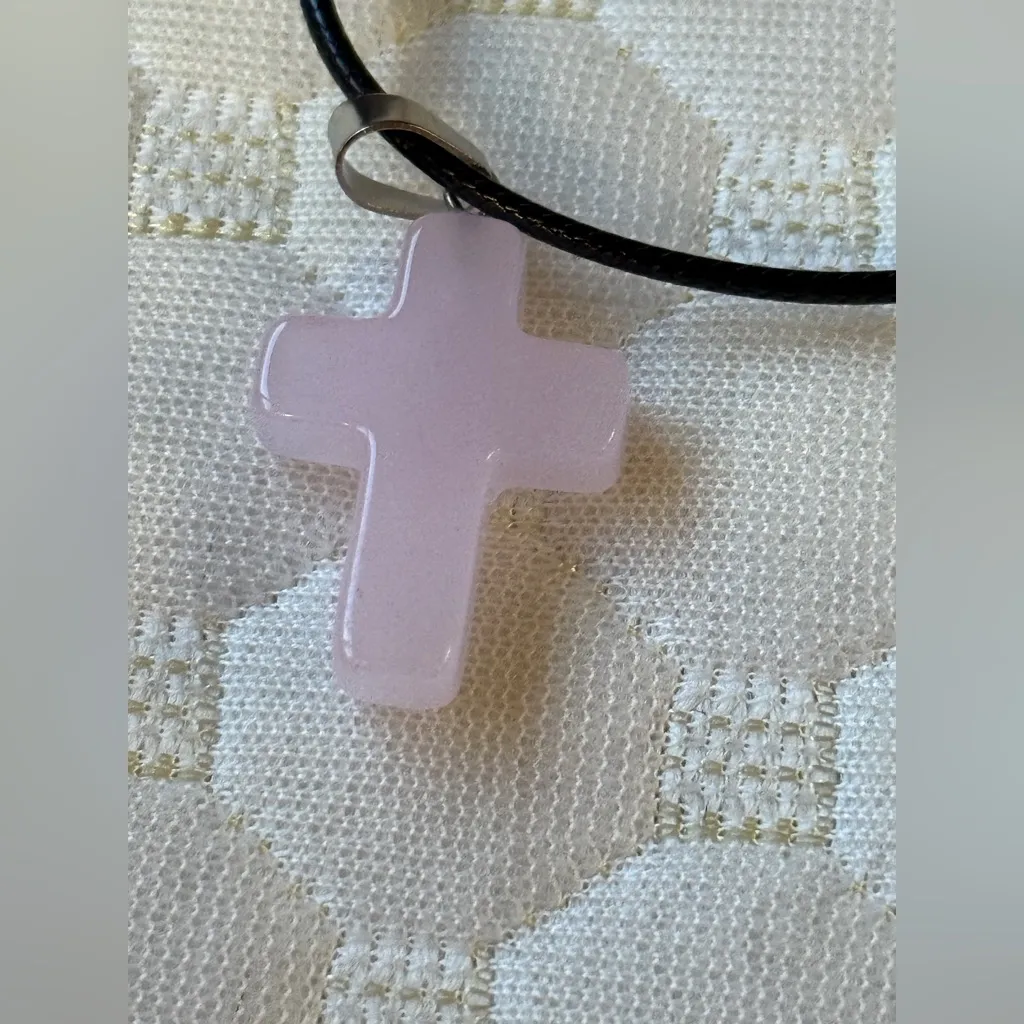 Pink Cross Pendant Necklace - Image 3