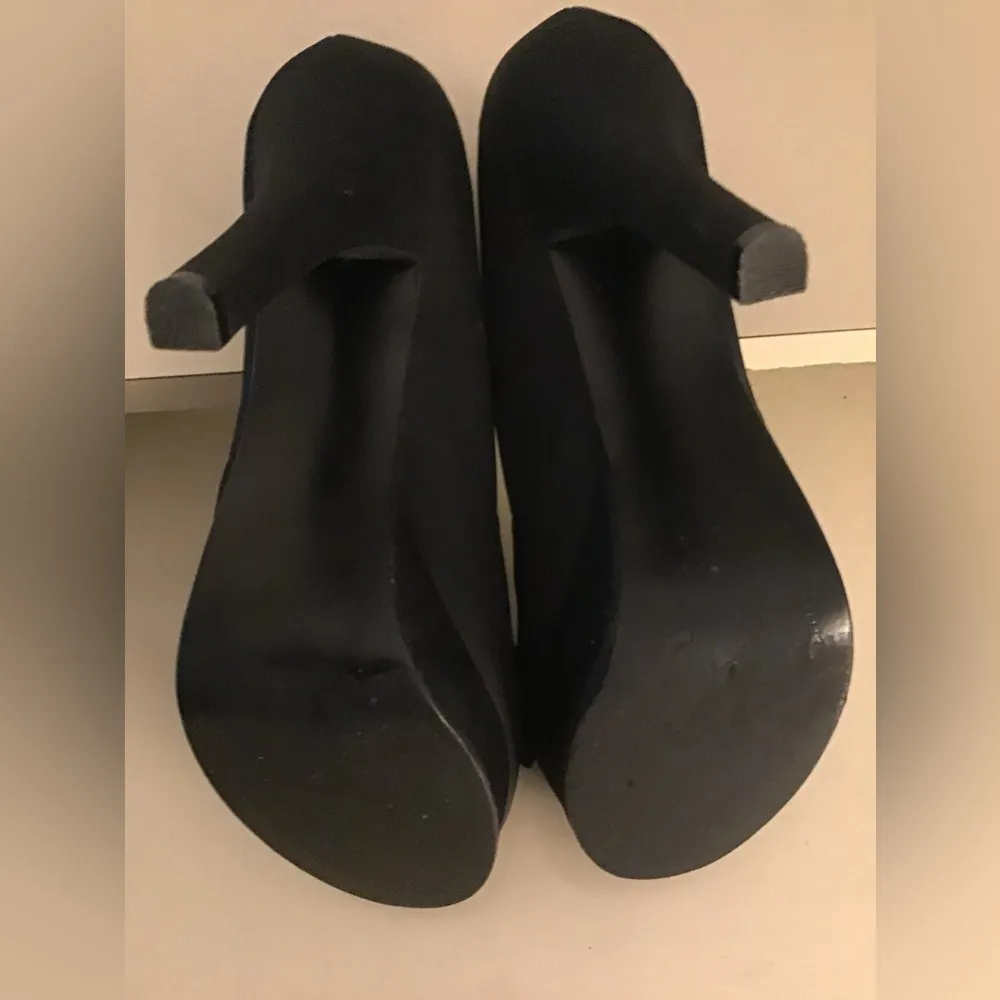 Steve Madden women black fabric platform Fendora pump heels US 8 - Image 6