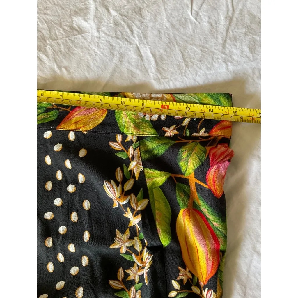 Sezane Farm Rio black yellow jupe tabata paraiso de cacau skirt 38 US6  waist30 - Image 5