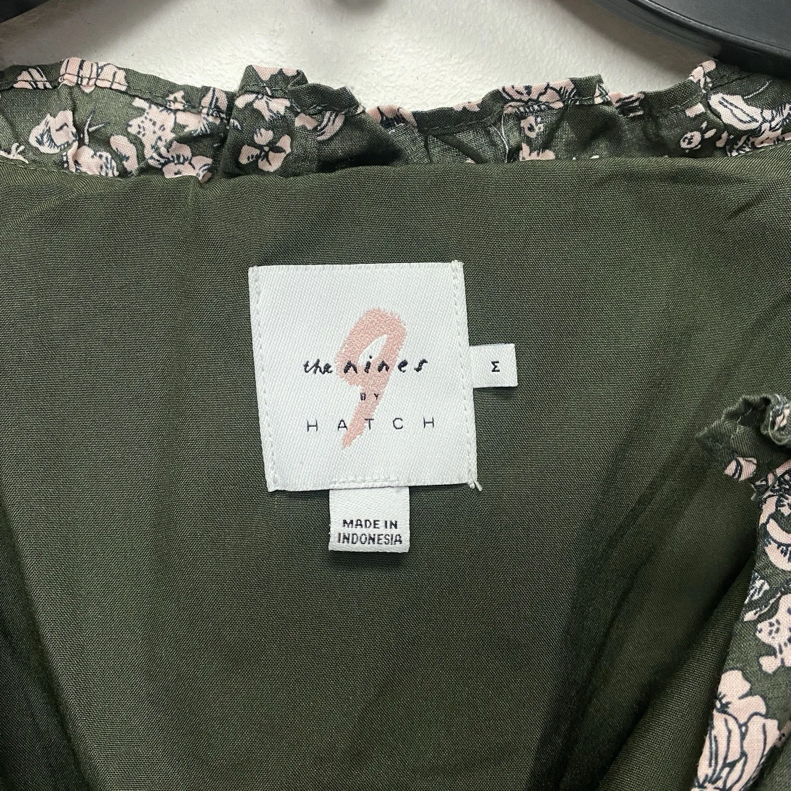 The Nines by Hatch Maternity Midi Dress Medium Pockets Green Ditsy Cottagecore Size undefined - Image 5