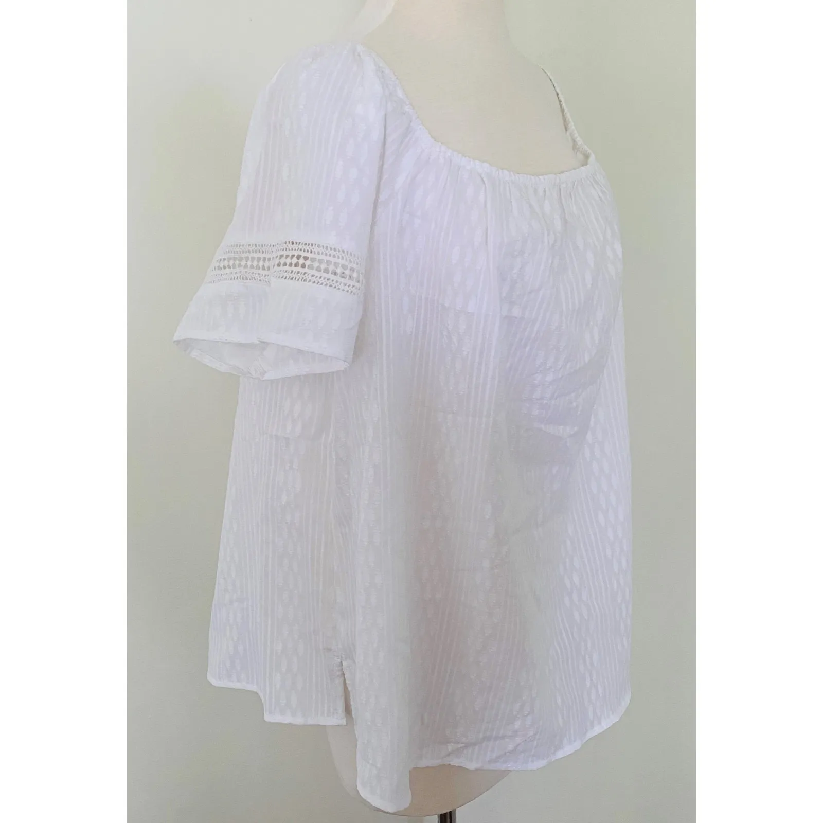 Lane Bryant White Lace Off The Shoulder Convertible Jacquard Blouse Top 18/20 - Image 4