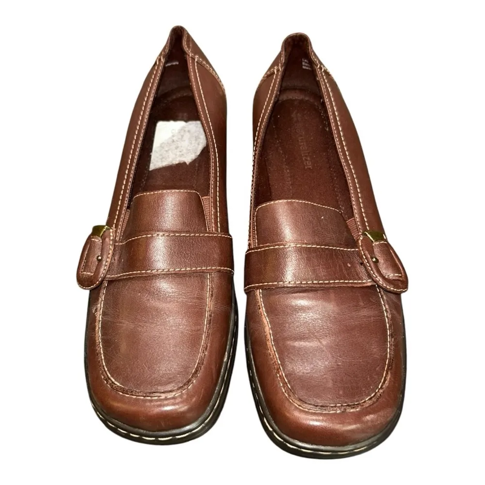 Naturalizer Leather Loafers Size 7.5 Olla Square Toe Slip On Shoes - Image 6