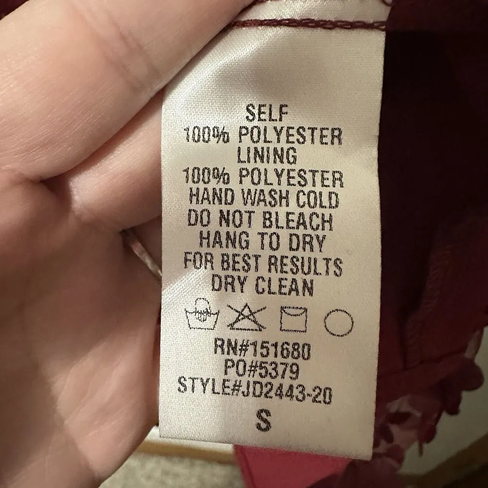 Storia Women's Size Small Square Neck Babydoll Red Floral Appliqué‎ Mini Dress - Image 5