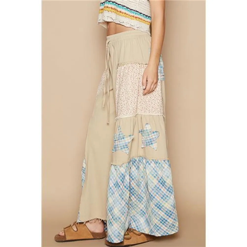 POL ‎ Drawstring Star Patch Contrast Wide Leg Pants - Image 2