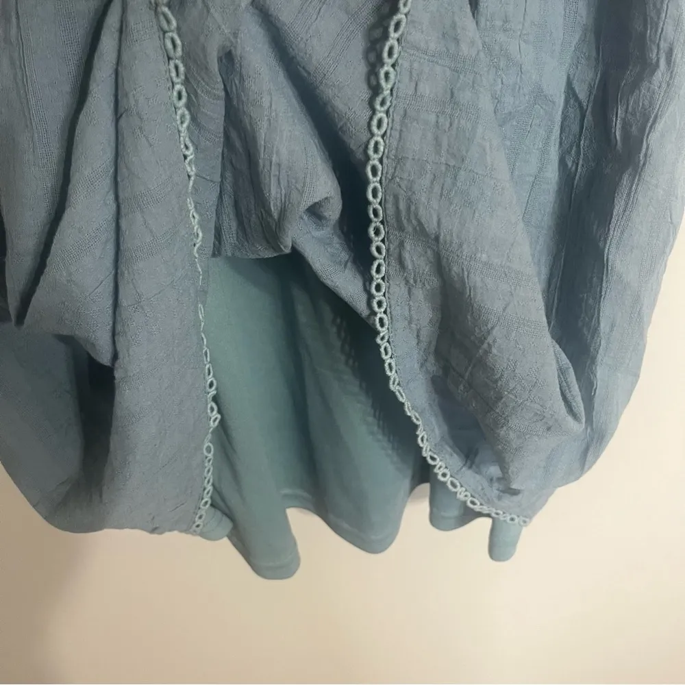 Women’s Doe & Rae‎ Crochet Detail Layered Summer Dress Size Large Dusty Blue - Image 6