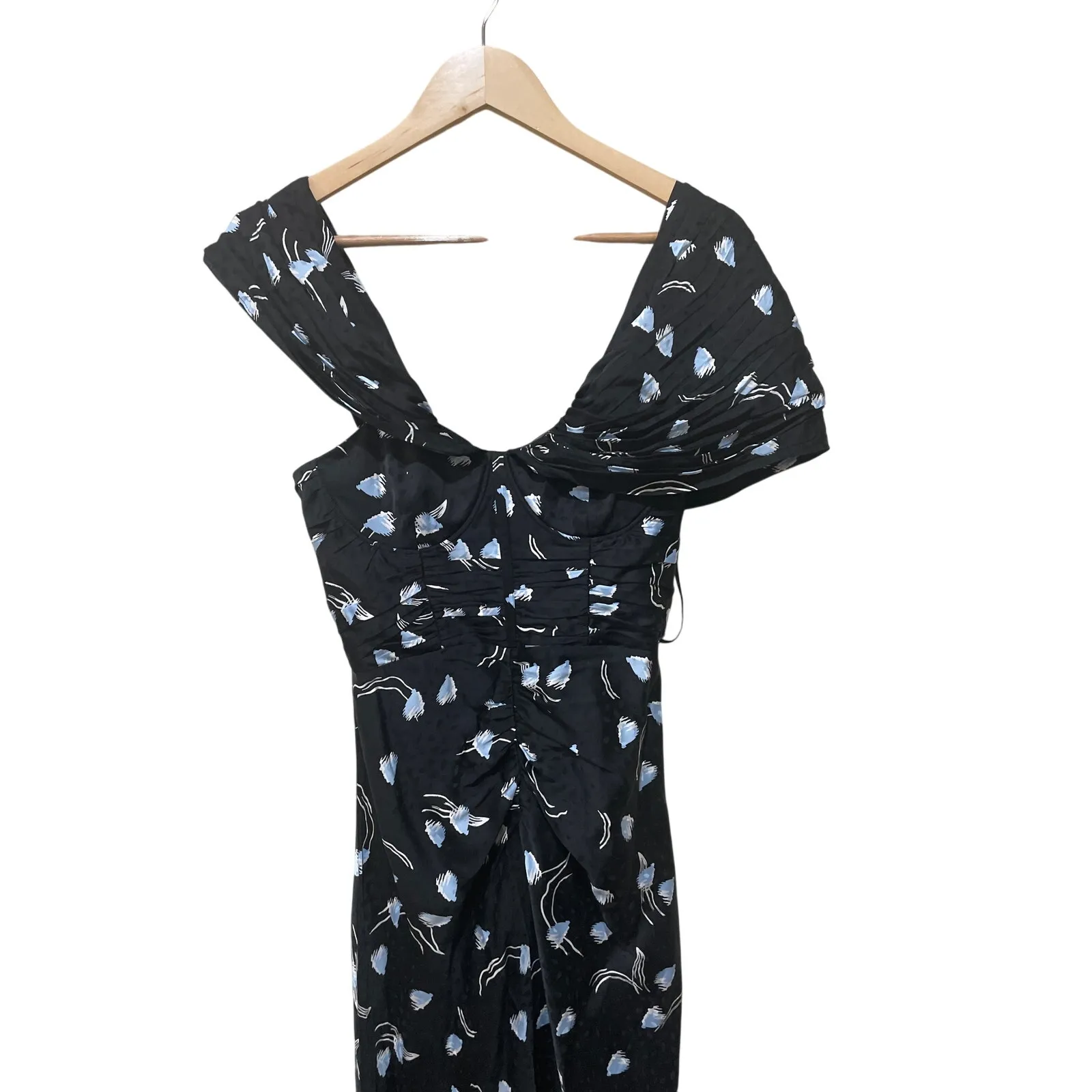 Self Portrait Abstract Geo Print‎ Off Shoulder Dress Size 4 Black - Image 8